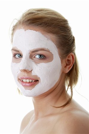 face and cleanse and one person - Cosmetics mask of clay on the  young female face Stock Photo - Budget Royalty-Free & Subscription, Code: 400-04125743