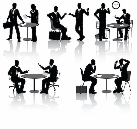 High quality business people silhouettes in different situations Stock Photo - Budget Royalty-Free & Subscription, Code: 400-04125822