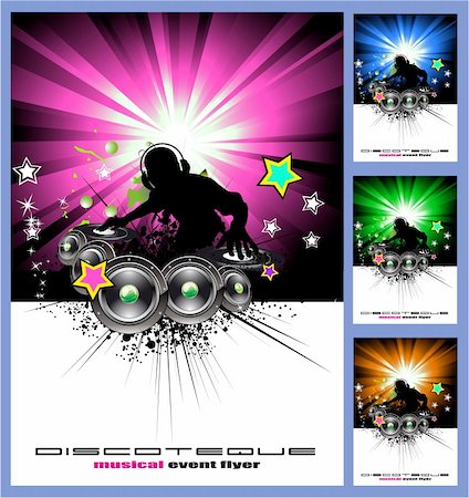 simsearch:400-04717642,k - Bunte Disk Jockey musikalische Ereignis Hintergrund für Disco Flyer Stockbilder - Microstock & Abonnement, Bildnummer: 400-04125860