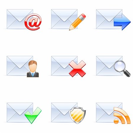 simsearch:400-05151458,k - Set of nine coloured e-mail icons. Stock Photo - Budget Royalty-Free & Subscription, Code: 400-04125986