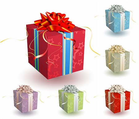 simsearch:400-04329029,k - Vector illustration set of square present boxes with a bow and ribbons Stock Photo - Budget Royalty-Free & Subscription, Code: 400-04126163