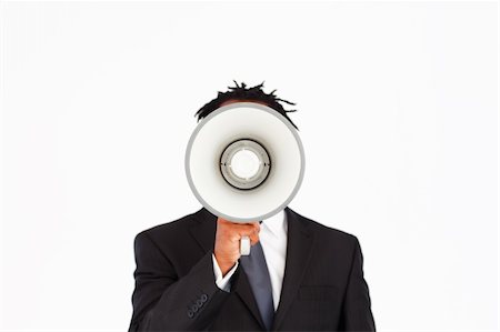 simsearch:400-04126489,k - Afro-american businessman making announcemnt through megaphone Stock Photo - Budget Royalty-Free & Subscription, Code: 400-04126278