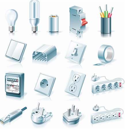 Set of detailed electrical supplies icons Foto de stock - Super Valor sin royalties y Suscripción, Código: 400-04126467