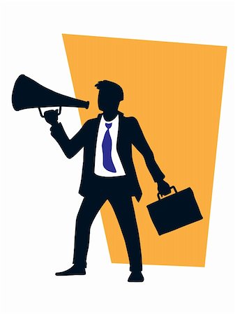 simsearch:400-09223567,k - Businessman is using a megaphone. vector illustration Stock Photo - Budget Royalty-Free & Subscription, Code: 400-04126489