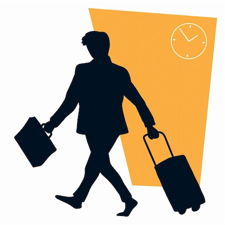 Businessman walking and holding his suitcase and luggage Stock Photo - Budget Royalty-Free & Subscription, Code: 400-04126540