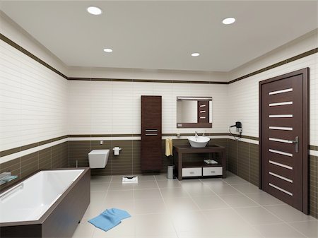 modern bathroom interior (3D rendering) Stock Photo - Budget Royalty-Free & Subscription, Code: 400-04126678