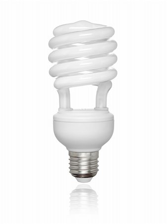 simsearch:400-05248280,k - Compact fluorescent light bulb isolated over white background. Small reflection of the bottom. Foto de stock - Super Valor sin royalties y Suscripción, Código: 400-04127358