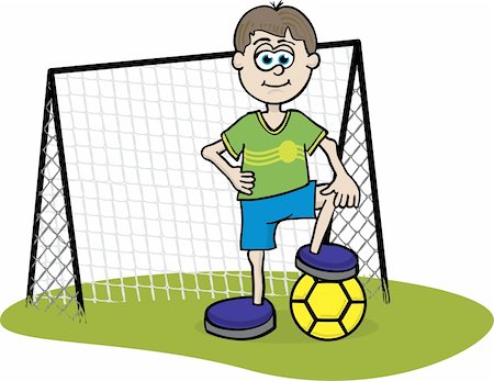 An illustration of a soccer player in front of the goal net. Foto de stock - Super Valor sin royalties y Suscripción, Código: 400-04127706