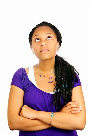 Isolated portrait of  black teenage girl with arms crossed Stock Photo - Budget Royalty-Free & Subscription, Code: 400-04128251