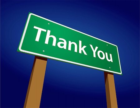Thank You Green Road Sign Illustration on a Radiant Blue Background. Stock Photo - Budget Royalty-Free & Subscription, Code: 400-04128299