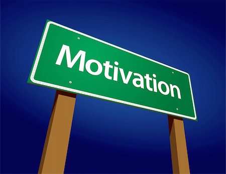Motivation Green Road Sign Illustration on a Radiant Blue Background. Stock Photo - Budget Royalty-Free & Subscription, Code: 400-04128292