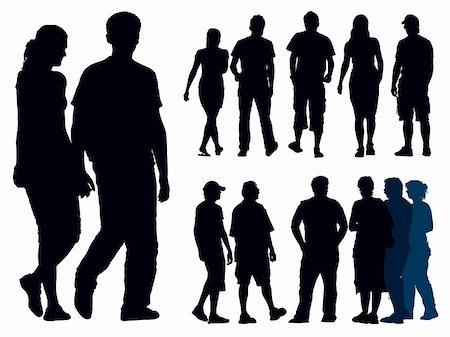 friends silhouette group - A set of people silhouettes. Vector illustration. Stock Photo - Budget Royalty-Free & Subscription, Code: 400-04128306