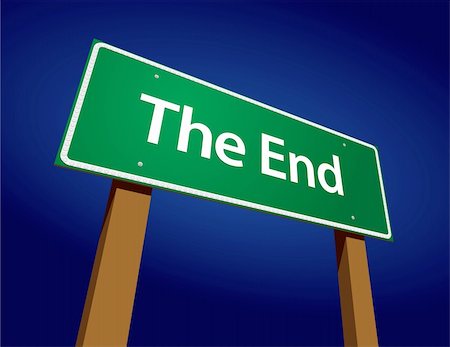 The End Green Road Sign Illustration on a Radiant Blue Background. Stock Photo - Budget Royalty-Free & Subscription, Code: 400-04128301