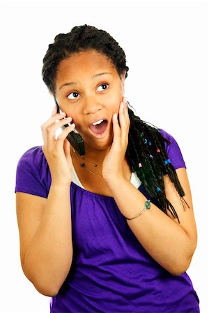 Isolated portrait of surprised teenage girl with cell phone Stock Photo - Budget Royalty-Free & Subscription, Code: 400-04128467