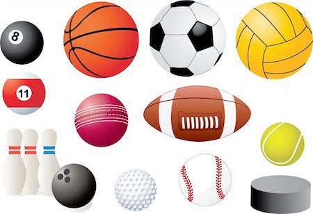 sport equipments isolated on white some of them have a shadow Stock Photo - Budget Royalty-Free & Subscription, Code: 400-04128715