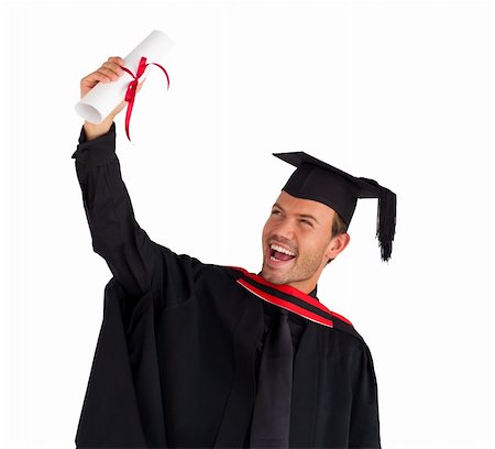 Excited attractive boy celebrating his graduation Foto de stock - Super Valor sin royalties y Suscripción, Código: 400-04129184