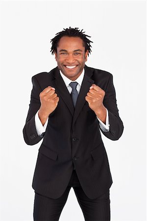 simsearch:400-05201934,k - Homme d'affaires afro-américaines souriant en regardant la caméra de poing Photographie de stock - Aubaine LD & Abonnement, Code: 400-04129257