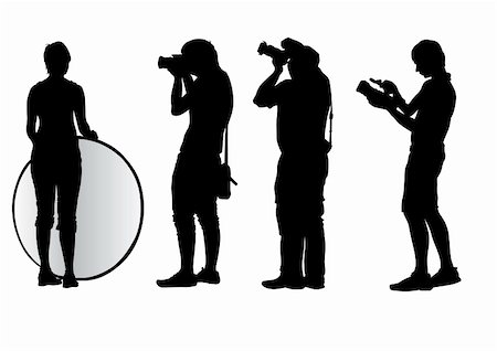 paparazzi silhouettes - Vector image of young photographers with equipment at work Stock Photo - Budget Royalty-Free & Subscription, Code: 400-04129314