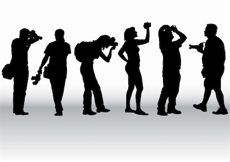 paparazzi silhouettes - Vector image of young photographers with equipment at work Stock Photo - Budget Royalty-Free & Subscription, Code: 400-04129485