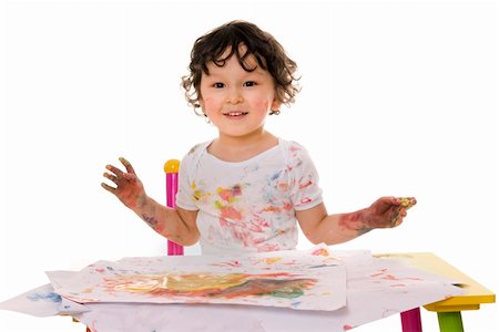 Little boy painting with paints for hands Stock Photo - Budget Royalty-Free & Subscription, Code: 400-04129499