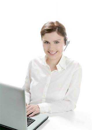 Business helpdesk with beautiful woman and headphones micro Stock Photo - Budget Royalty-Free & Subscription, Code: 400-04129630