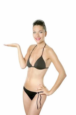 swimsuit model white background - Elegant beautiful woman with black bikini posing at studio Foto de stock - Super Valor sin royalties y Suscripción, Código: 400-04129748