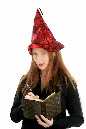 simsearch:400-08093594,k - beautiful witch secretary portrait writing notebook, isolated on white background Foto de stock - Super Valor sin royalties y Suscripción, Código: 400-04129838