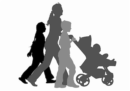 simsearch:400-06172843,k - Mom with children and pram Stock Photo - Budget Royalty-Free & Subscription, Code: 400-04129858
