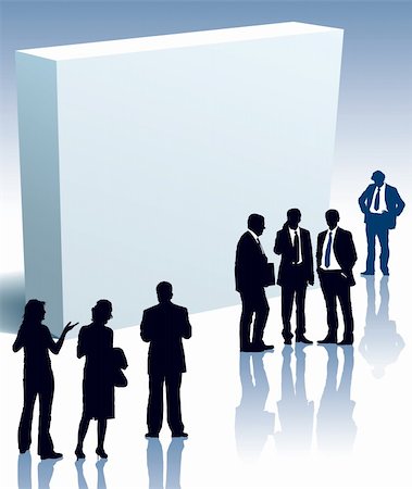 People are standing in front of a large blank box. Stock Photo - Budget Royalty-Free & Subscription, Code: 400-04129866