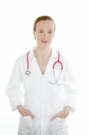 simsearch:400-04129952,k - Isoliert auf weiß, schöne Krankenschwester Rothaarige Frau Doktor Stockbilder - Microstock & Abonnement, Bildnummer: 400-04129945