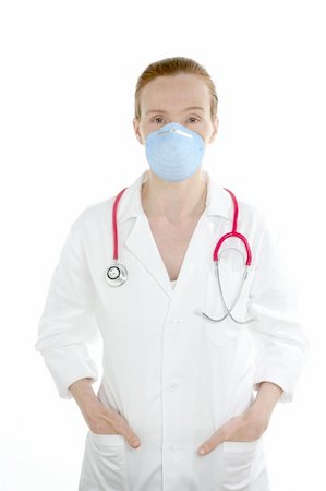 simsearch:400-04129952,k - Arzt isoliert auf Krankenschwester weiß, schöne Frau mit Maske Stockbilder - Microstock & Abonnement, Bildnummer: 400-04129946