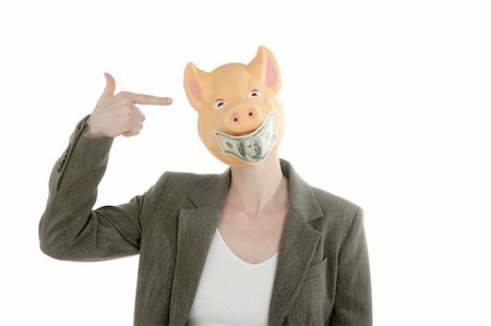 simsearch:400-04129952,k - Lustige geschäftsfrau mit Schweine Gesicht und Dollar-Anmerkung-Maske Stockbilder - Microstock & Abonnement, Bildnummer: 400-04129941