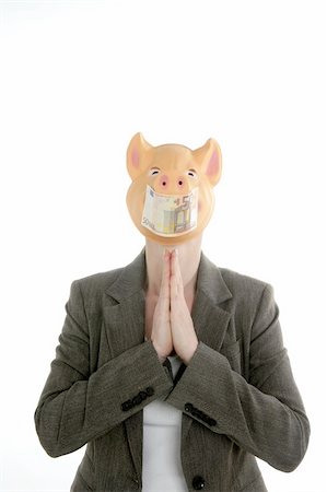 simsearch:400-04129952,k - Frau mit Schweine Gesicht, Euro Hinweis Maske, Pandemie Krise Stockbilder - Microstock & Abonnement, Bildnummer: 400-04129943