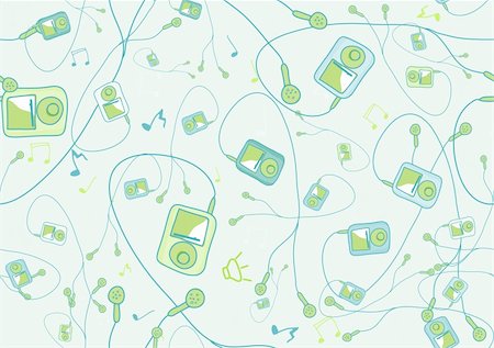 Retro Seamless Pattern made of cool hand-drawn mp3 players in different colors. Vector illustration Stock Photo - Budget Royalty-Free & Subscription, Code: 400-04120143