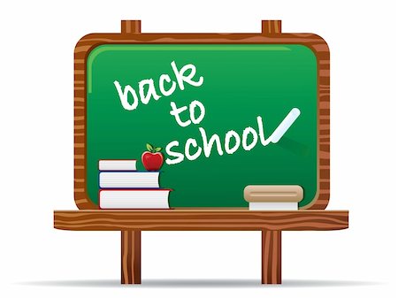 Back to school image with chalkboard, books and apple. Stockbilder - Microstock & Abonnement, Bildnummer: 400-04120317