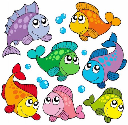 simsearch:400-06081426,k - Various cute fishes collection 2 - vector illustration. Stock Photo - Budget Royalty-Free & Subscription, Code: 400-04121044