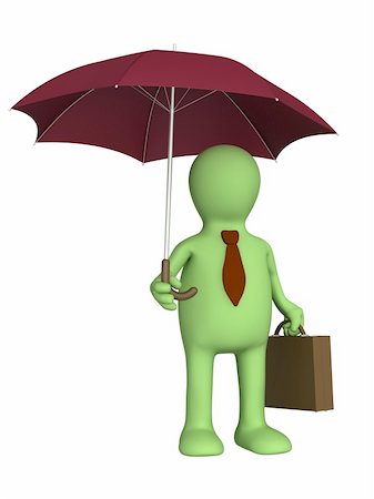 shield business - Puppet - businessman with a portfolio and umbrella Stock Photo - Budget Royalty-Free & Subscription, Code: 400-04121182