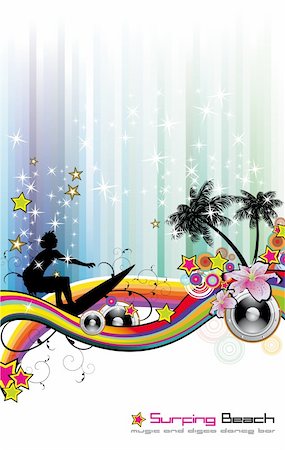 surf flower design - Dance and Music tropical Event Background for Disco Flyers Stock Photo - Budget Royalty-Free & Subscription, Code: 400-04121285