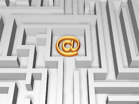 simsearch:400-04633842,k - golden 3d e-mail symbol in the centre of labyrinth Stock Photo - Budget Royalty-Free & Subscription, Code: 400-04121304