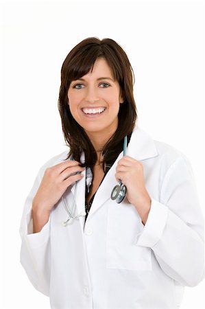 simsearch:400-05172792,k - Beautiful Caucasian woman Doctor or Nurse standing onwhite background Foto de stock - Royalty-Free Super Valor e Assinatura, Número: 400-04121354