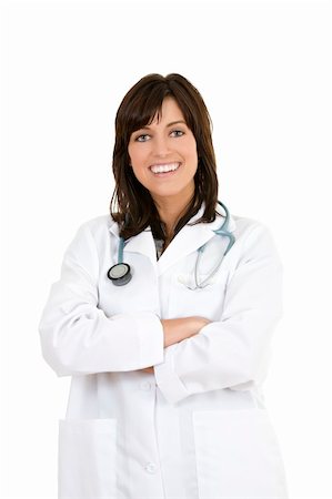 simsearch:400-05172792,k - Beautiful Caucasian woman Doctor or Nurse standing onwhite background Foto de stock - Royalty-Free Super Valor e Assinatura, Número: 400-04121358