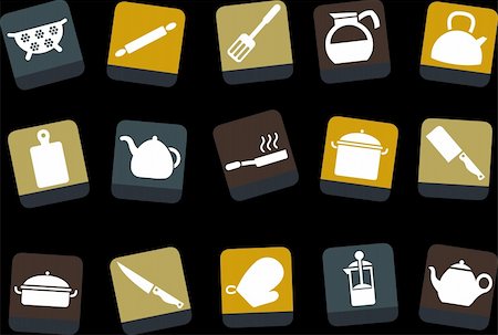 percolateur - Vector icons pack - Yellow-Brown-Blue Series, cooking tools collection Stock Photo - Budget Royalty-Free & Subscription, Code: 400-04121711