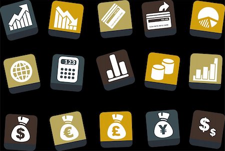 Vector icons pack - Yellow-Brown-Blue Series, money collection Stock Photo - Budget Royalty-Free & Subscription, Code: 400-04121733