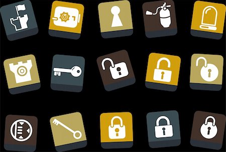 Vector icons pack - Yellow-Brown-Blue Series, security collection Stock Photo - Budget Royalty-Free & Subscription, Code: 400-04121743