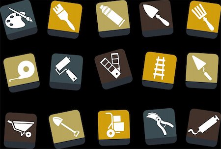 silhouette as carpenter - Vector icons pack - Yellow-Brown-Blue Series, tool collection Stock Photo - Budget Royalty-Free & Subscription, Code: 400-04121751