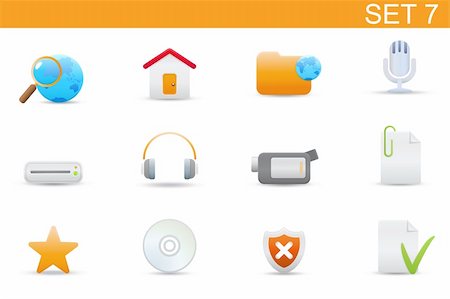 simsearch:400-08041191,k - Vector illustration ? set of elegant simple icons for common computer and media devices functions. Set-7 Stock Photo - Budget Royalty-Free & Subscription, Code: 400-04121929