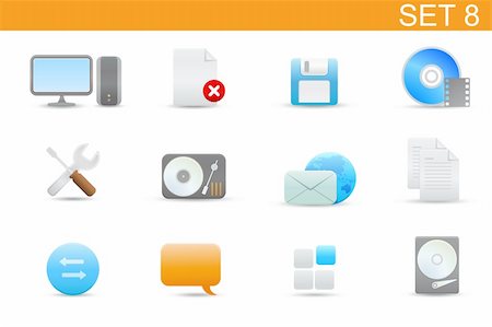 simsearch:400-05152922,k - Vector illustration ? set of elegant simple icons for common computer and media devices functions.Set-8 Stock Photo - Budget Royalty-Free & Subscription, Code: 400-04121930