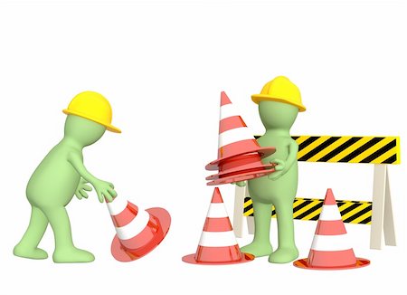 Two 3d puppets with emergency cones Stock Photo - Budget Royalty-Free & Subscription, Code: 400-04122286