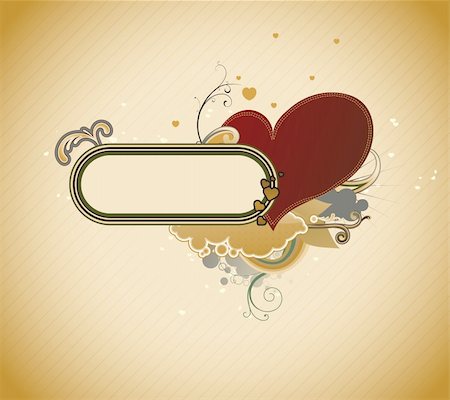simsearch:400-04620351,k - Vector illustration of Valentines abstract frame with heart shape and floral decoration elements Stock Photo - Budget Royalty-Free & Subscription, Code: 400-04122495