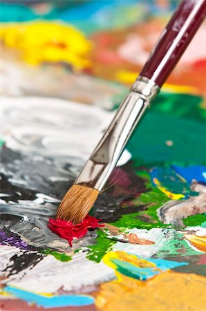painter palette photography - Detail of a paintbrush on an artist's palette Stock Photo - Budget Royalty-Free & Subscription, Code: 400-04122882